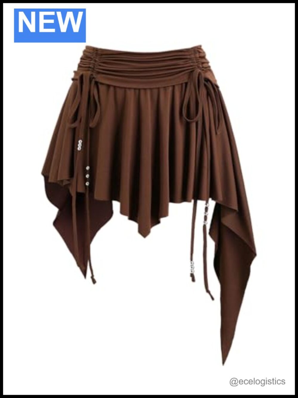 Y2K Ruched Asymmetrical Mini Skirt Pleated Drawstring Women's High-Waist
